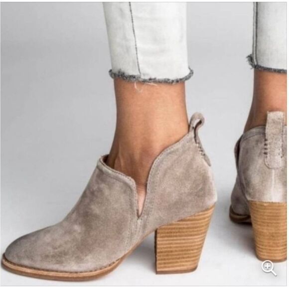 New Jeffrey Campbell Rosalee Suede Heeled Booties Boot ankle high heel tan brown - Picture 4 of 6